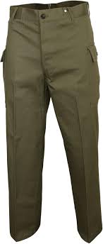 US HBT OD7 Trousers - Military Outdoor Pants Herringbone Twill 100% Cotton  Size 12