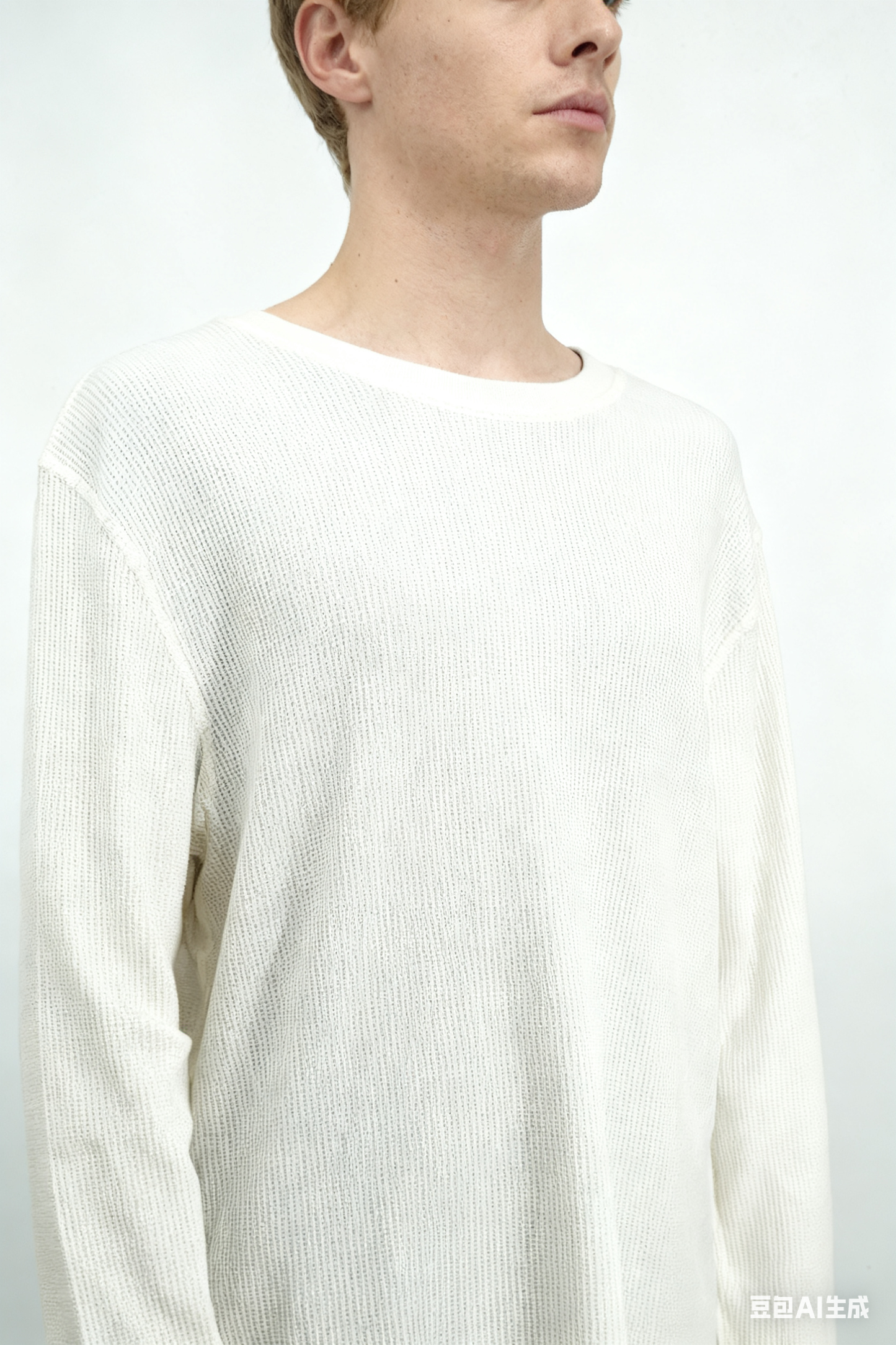 FRUIT OF THE LOOM Men’s White Checkered Long Sleeve Shirt – Size L