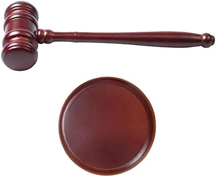 Handmade Wooden Gavel and Block Set Perfect for Lawyer Judge Auction Sale Meetings Student and Gifts (Round Block I)