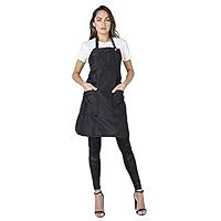 Betty Dain Ultimate Salon Stylist Apron, Lightweight Iridescent Nylon, Two Lower Pockets with Zippered Bottoms, Adjustable Snap Neck Closure, Waist Ties Worn Front or Back, Machine Washable, Black didn't find size on picture