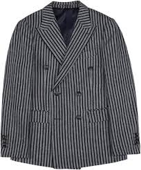 Alfani Mens Slim-Fit Double-Breasted Pinstripe Suit Jacket 42 Long Black Size L