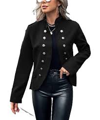 Women's Black Button-Accent Military Jacket  Size XS