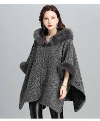 Ladies Faux Fur Cape Womens 3/4 Sleeves Fur Faux Trim Cape Poncho Cardigan Cloak Poncho Fur Shawl Wrap Stole Fashion Oversize Size No