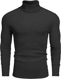 COOFANDY Mens Knitted Turtleneck Long Sleeve Turtle Neck Thermal Casual High Neck Sweaters Ribbed Pullover Sweater Size L