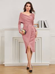 SHEIN Modely Asymmetrical Neck Wrap Hem DressSize No