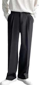 Men's Solid Wide Leg Suit Pants Casual Fashion Baggy Trousers Size 3XL