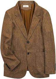 Mens Fall Herringbone Tweed Suit Jacket Business Formal Brown Blazer Gray Jacket for Men didn't find size on picture
