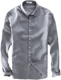 Linen Long Sleeve Shirt Shirts for Men Casual Flax Top Size M