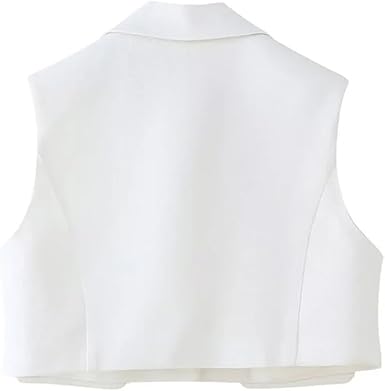 Women's Waistcoat Flap Pockets Decoration One-Button Sleeveless Crop Top Vest Short Camisole VestSize XL
