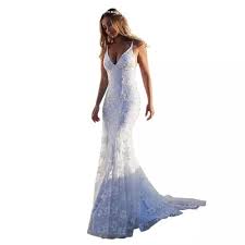 White Mermaid Wedding Dresses for Bride Long Bridal Gown with Train Size 4
