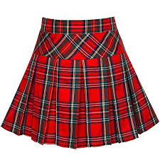 Women's Red Multicolor Check Pleated Mini Tartan Skirt  Size M
