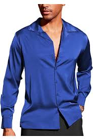 MIOUBEILA Men's Regular-Fit Satin Dress Shirt size M