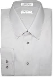 Biagio Men's 100% Cotton Solid Silver Grey Color Dress Shirt w Convertible Cuffs  Size S