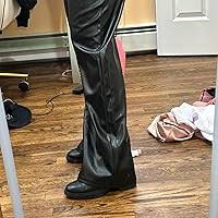 Black Faux Leather Pants for Women High Waisted Flare Leggings Straight Wide Leg Pleather Pants with Pockets size S