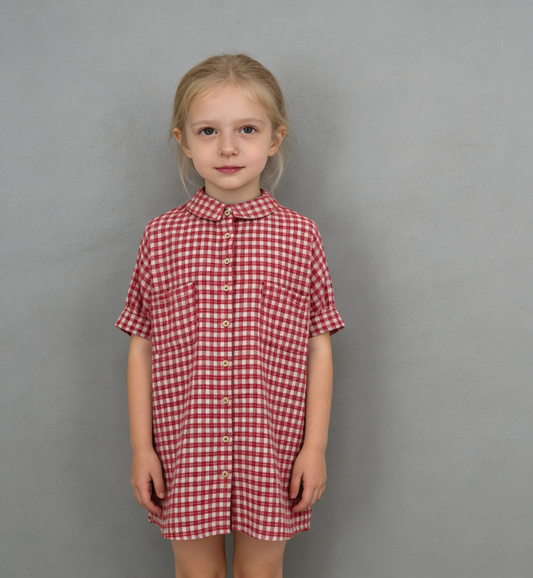 ZARA Girls’ Red and White Checkered Shirt – Size 8 Years