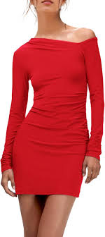 Women’s Mini Bodycon Dress Long Sleeve Rouched Waist Autumn Winter Y2K Club Party Night Out Mini Dress Size S