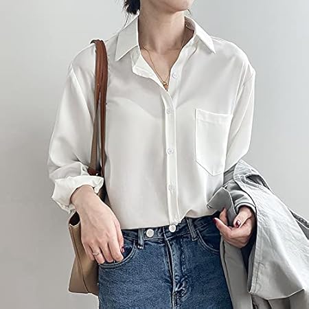 Blouse Women Shirts Turn-Down Collar Long Sleeve Plaid Outwear Pocket White Korean Style Students Leisure All-Match Chic Size XS
