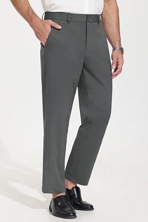 29" Men's Stretch Dress Pants Premium Comfort Classic Casual Business Work Pants for Men Golf Pants Slim Fit Suit Pants Grey size M