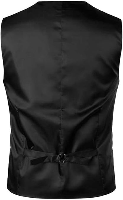 Men's Black Suit Vest Sleeveless V Neck Dress Vest Male Formal Business Wedding Men Gilet Size M