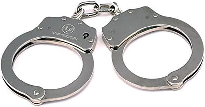 VIPERTEK Double Lock Steel Police Edition Professional Grade Handcuffs (Silver)