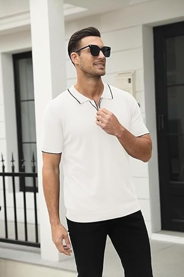 Runcati Men's Polo Shirt Short Sleeve Golf Tennis Polo T-Shirts Breathable Outdoor Functional Sports Shirt Basic Leisure Casual Tops Summer  Size M