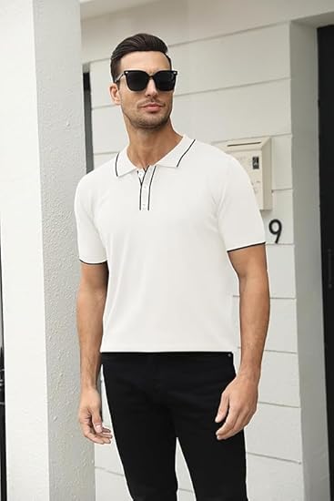 Runcati Men's Polo Shirt Short Sleeve Golf Tennis Polo T-Shirts Breathable Outdoor Functional Sports Shirt Basic Leisure Casual Tops Summer  Size M