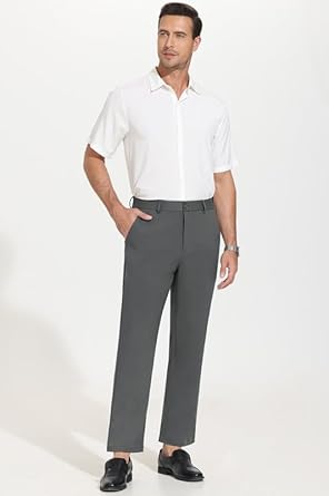 29" Men's Stretch Dress Pants Premium Comfort Classic Casual Business Work Pants for Men Golf Pants Slim Fit Suit Pants Grey size M