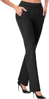 IEPOFG Dressy Suit Pants for Women Loose Fit Long Straight Pants Elastic High Waist Business Office Pants Wear to Work Pants  Size M