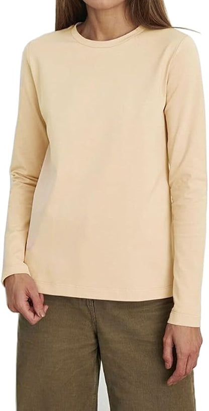 Long Sleeve T-Shirts Casual Fitted Crew Neck Cotton Shirt Loose Fit Size S