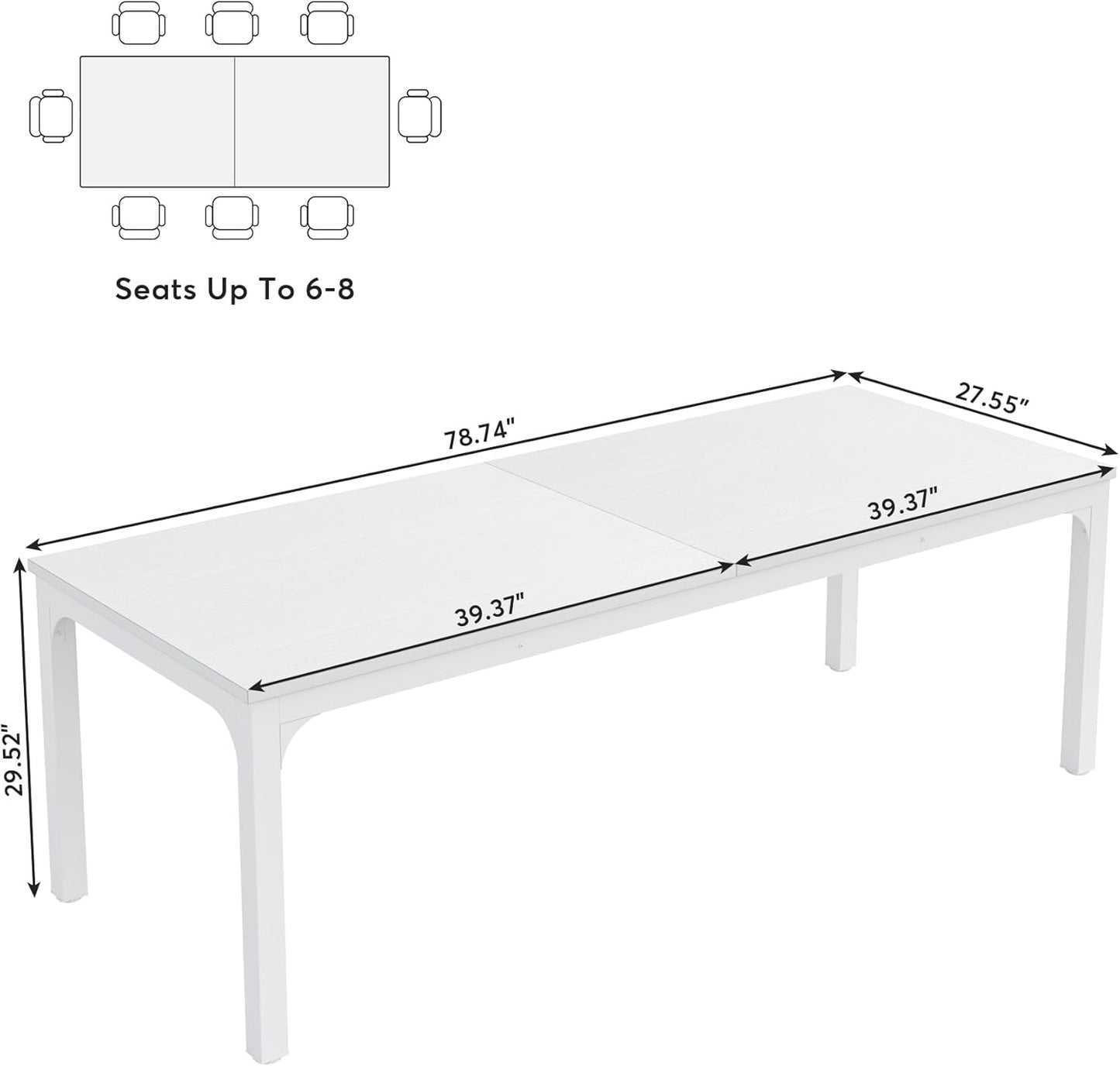 Tribesigns 6.5ft Conference Room Table, 78.74" W x 27.56" D Large Office Meeting Table, Modern Seminar Desk for Boardroom