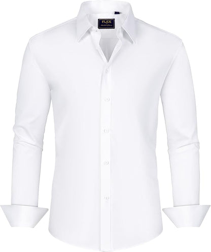 J.VER Men's Dress Shirts Stretch Stain Shield Long Sleeve Solid Formal Shirt Business Casual Button Down Shirts Size M