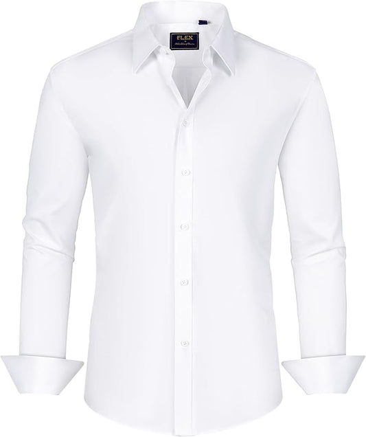 J.VER Men's Dress Shirts Stretch Stain Shield Long Sleeve Solid Formal Shirt Business Casual Button Down Shirts Size M