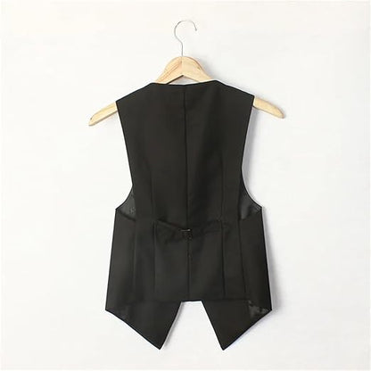 Women's Elegant V-Neck Office Vest with Single Button Closure Slim Fit WaistcoatSize L