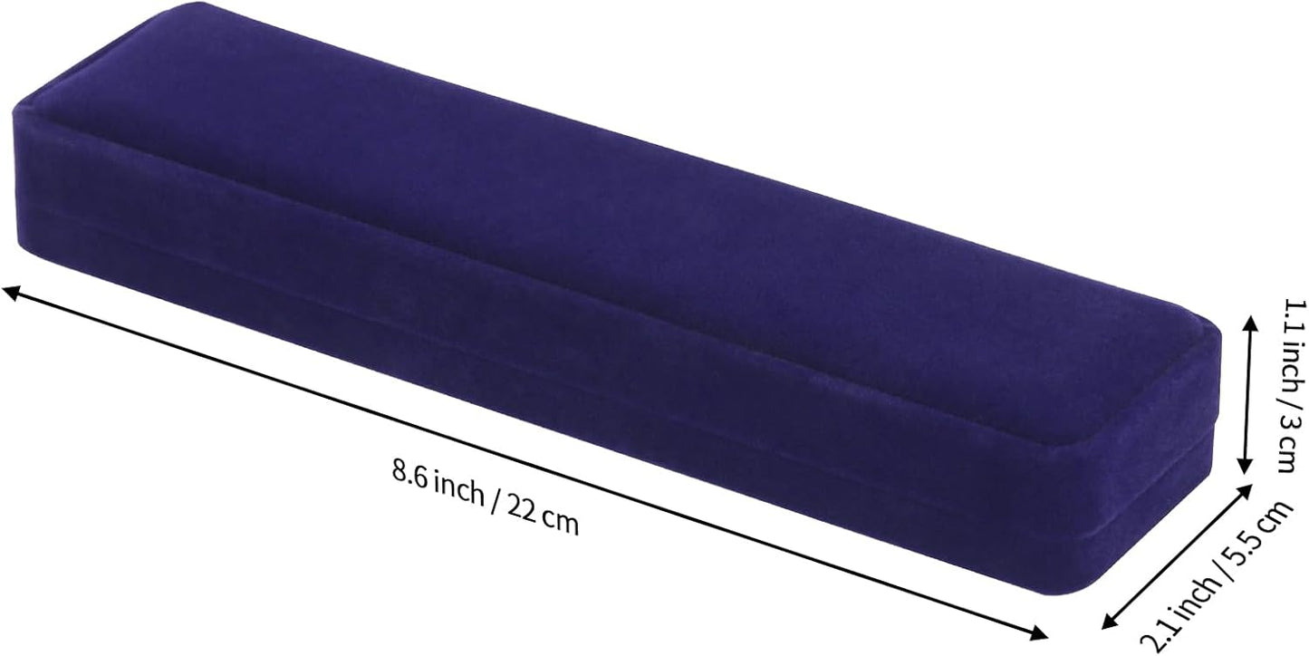LETURE 4 Pieces Velvet Bracelet, Small Long Jewelry Watch Gift Box for Proposal, Wedding, Engagement, Christmas (BLUE- Necklace Pendant Jewelry Box4PCS)