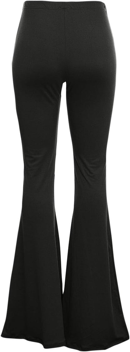 Women's Solid High Waist Mermaid Pants Casual Stretchy Disco Bell Bottom Wide Leg Leggings Yoga TrousersSize Unavailable