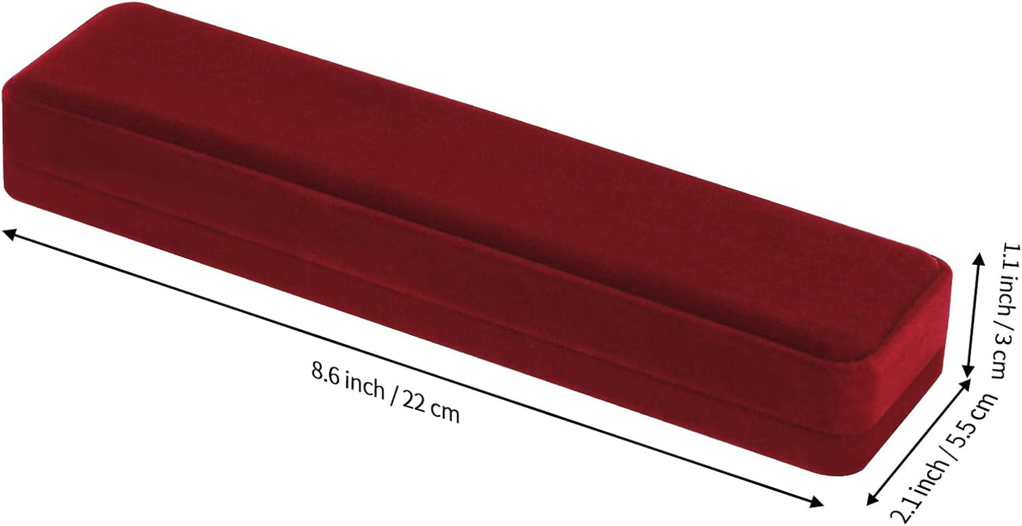 LETURE 4 Pieces Velvet Bracelet Necklace Pendant Jewelry Box, Small Long Jewelry Watch Gift Box for Proposal, Wedding, Engagement, Christmas (RED-4PCS)