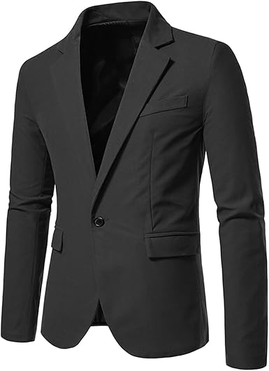 IEPOFG Men's Fitness Blazer Formal Business Professional Suit Coat One Button Notched Lapel Slim Fitness Wedding Party Size M