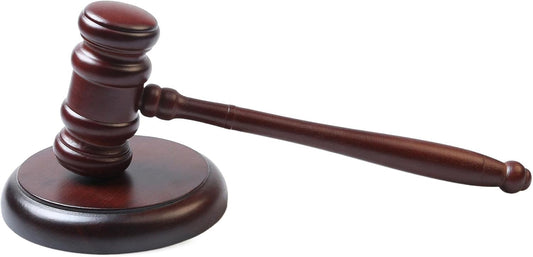 Handmade Wooden Gavel and Block Set Perfect for Lawyer Judge Auction Sale Meetings Student and Gifts (Round Block I)