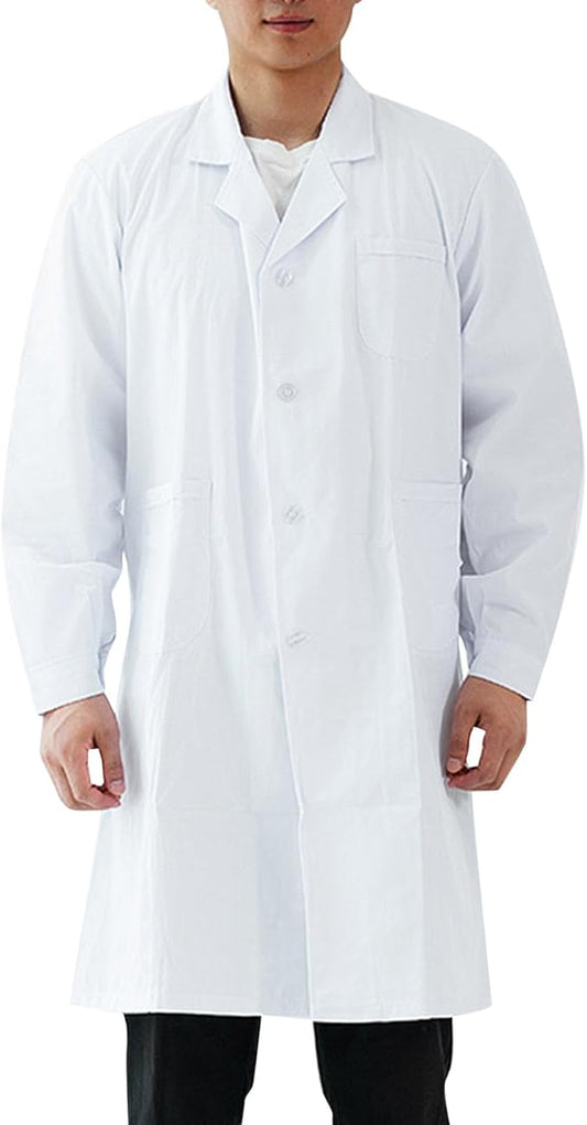 White Lab Coats for Women and Men Unisex Labcoat Professional Lab Coat for Women, Full Sleeve Cotton Long Medical Coat Size M