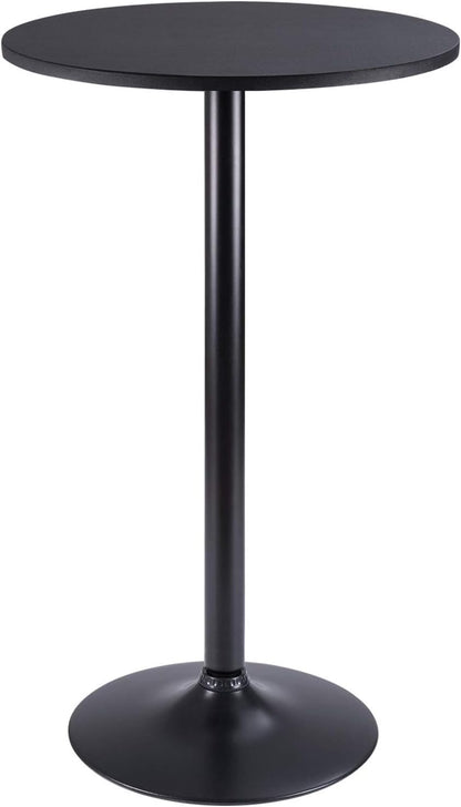 Furmax Bistro Pub Table Round Bar Height Cocktail Table Metal Base MDF Top Obsidian 23.8-Inch Top, 39.5-Inch Height (Black, 1-Pack)