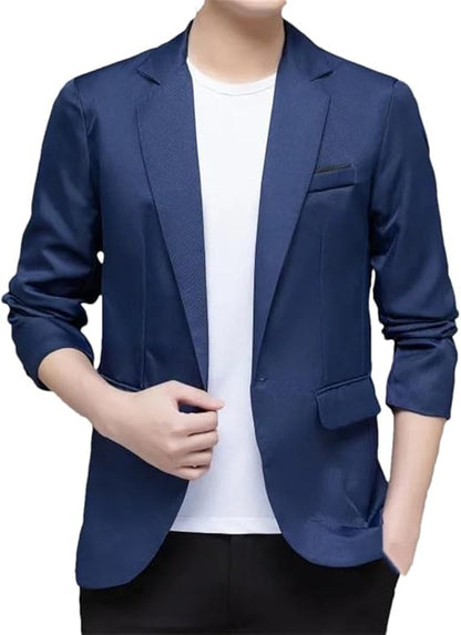 Men Blazer Business Casual Solid Color Suit Jacketsize M
