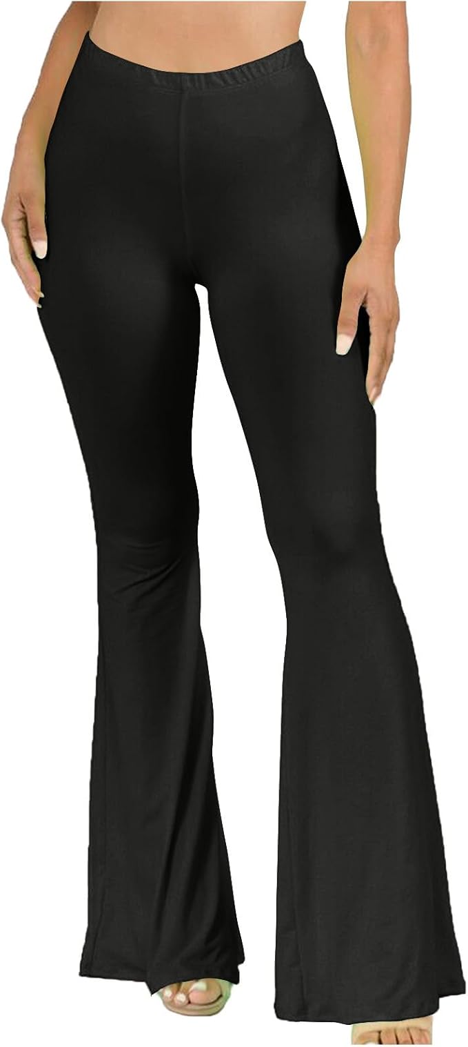 Women's Solid High Waist Mermaid Pants Casual Stretchy Disco Bell Bottom Wide Leg Leggings Yoga TrousersSize Unavailable