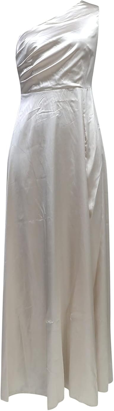 Women's One Shoulder Sleeveless Maxi Dress Sexy Side Split Evening Dress Flowy Swing Long Dress Formal Party Gowns  Size S