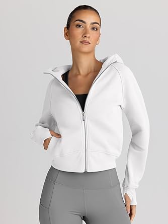 Trendy Queen Womens Zip Up Hoodies Jackets Cropped Sweatshirts Fleece Fall Outfits Casual Comfy Y2k Tops Winter Clothes 2025  size M