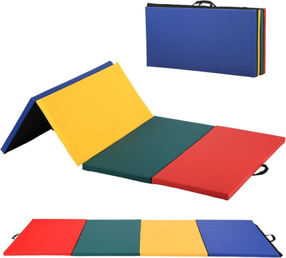 Tumbling Mats Gymnastics Tumbling Foldable Mats Foldable Yoga Mat Thick PU Leather Exercise Mat With Carrying Handles for home Workout outdoor Gymnastics Yoga Pilates