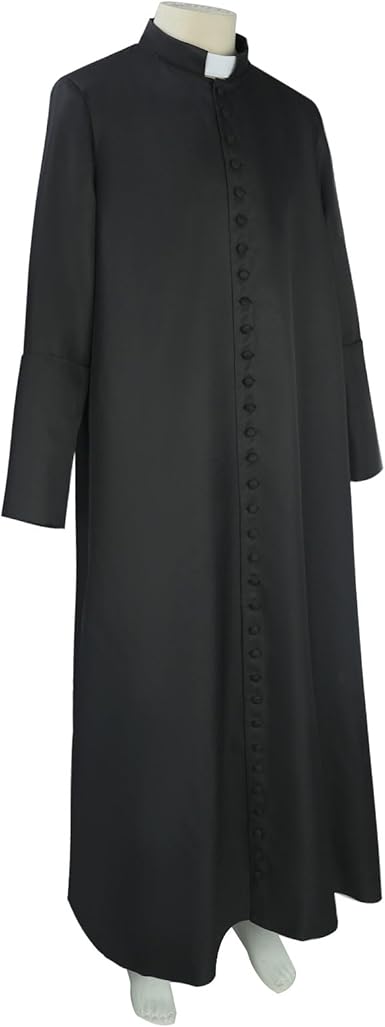 Men's Clergy Robes Priest Robe with 33 Button Cassocks Priest Pastor Robes Preacher Christian Costume size L