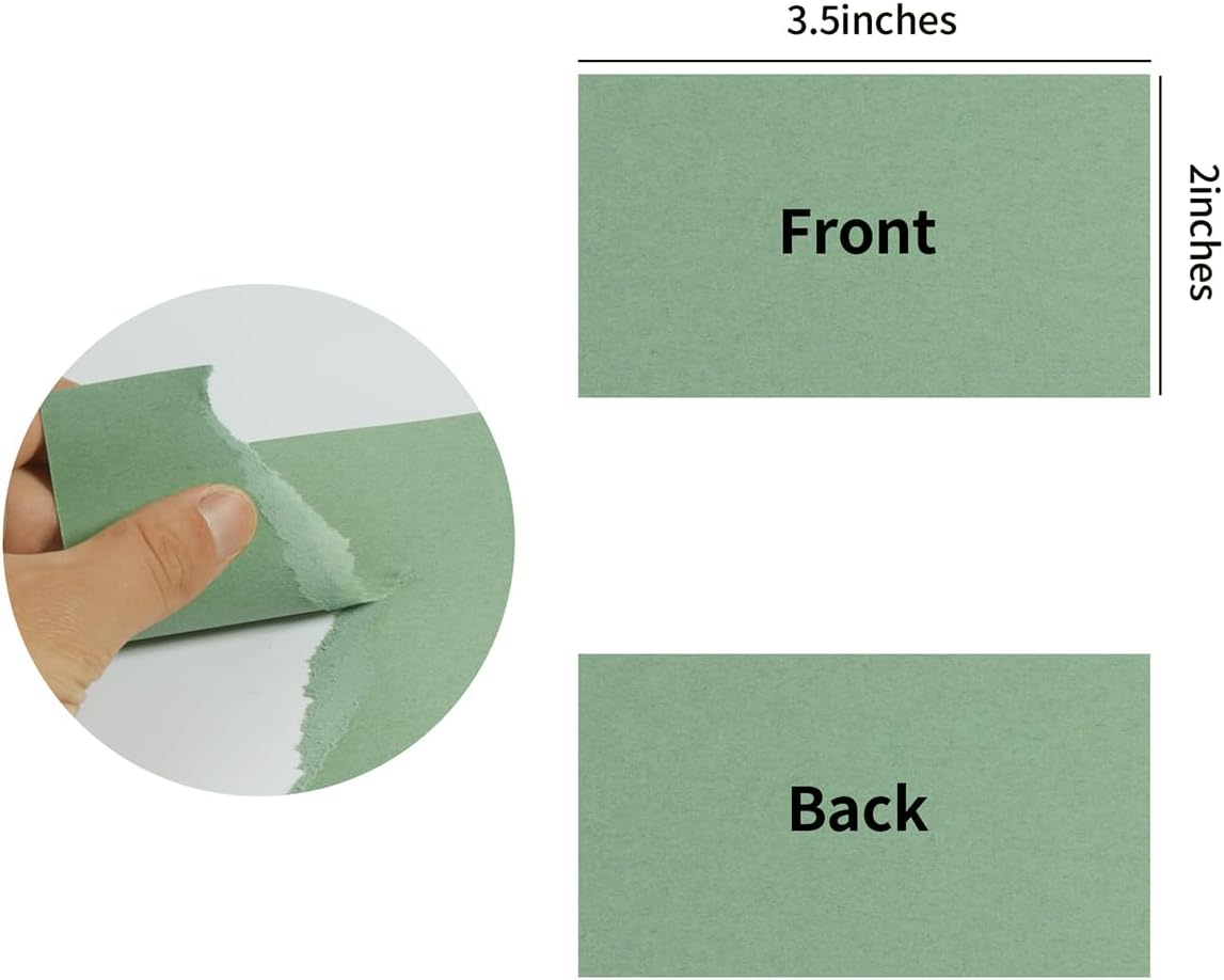 100 Pack Sage-Green Cardstock Blank Heavy Cards Stock 92LB Thick Paper for Invitations, Greeting Cards Making, Postcards, 2x3.5 inches