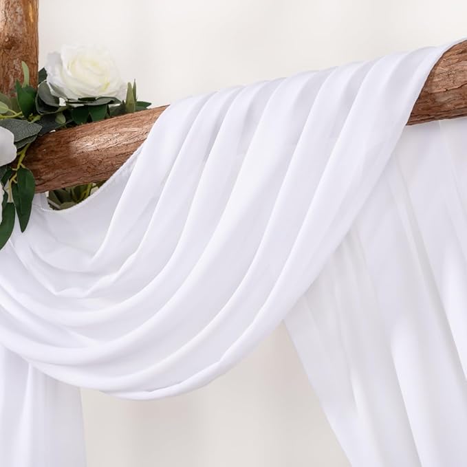 White Wedding Arch Draping Fabric 1 Panel 30'' x 18FT Sheer Chiffon Arch Drapery for Easter Bridal Shower Backdrop Outdoor Party Arches Church Ceremony Decoration