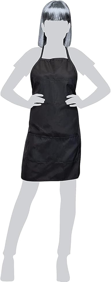 Betty Dain Ultimate Salon Stylist Apron, Lightweight Iridescent Nylon, Two Lower Pockets with Zippered Bottoms, Adjustable Snap Neck Closure, Waist Ties Worn Front or Back, Machine Washable, Black didn't find size on picture