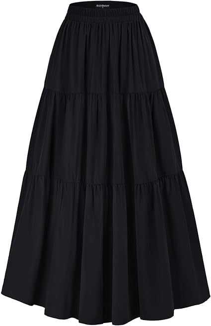 SCARLET DARKNESS Maxi Skirt for Women Summer Flowy A-Line Beach Long Skirt with Pockets Size S